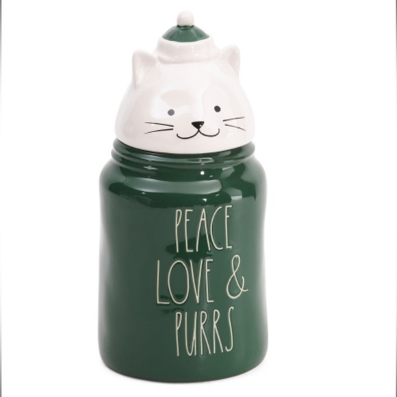Rae Dunn Peace Love & Purrs Figural Cat Canister - Picture 2 of 4